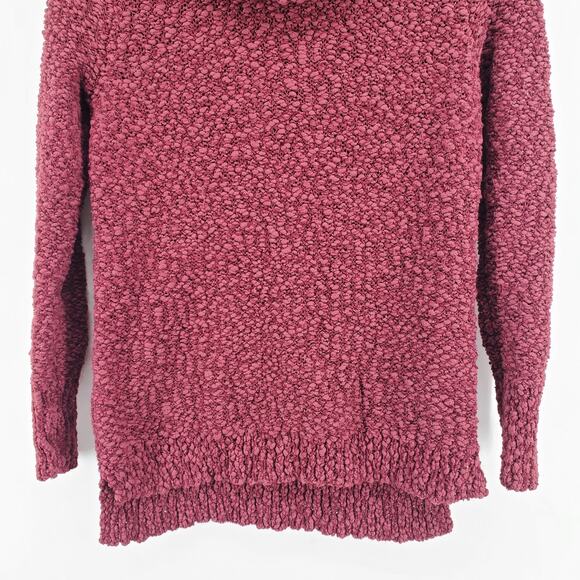 Vintage Liz Claiborne Petites Maroon Chunky Textured Knit Cowl Tunic Sweater| PS - Picture 3 of 9